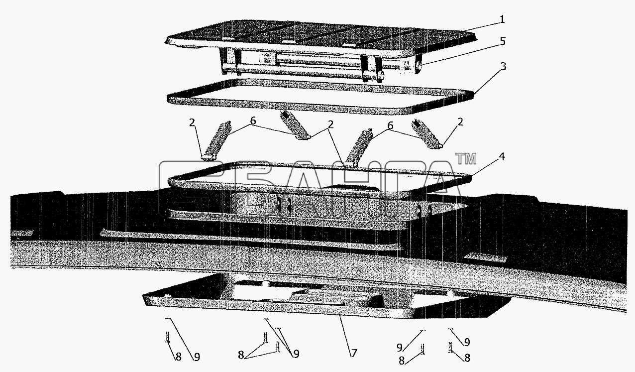 МАЗ МАЗ-6303 (2005) Схема Установка крышки вентиляционного люка-239